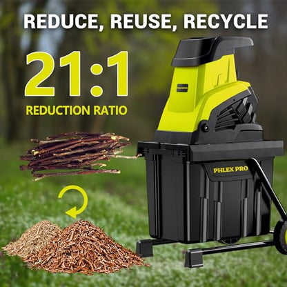 Wood Chipper Shredder, 15-Amp 1.8" Cutting Diameter - color: Green