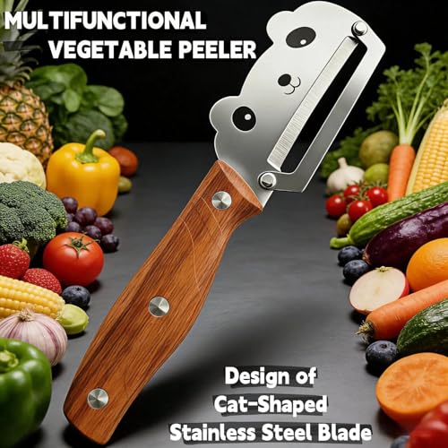 TEEVEA Vegetable Peeler, Stainless Steel PP Handle for Potato, Apple - color: Walnut-Silver-1