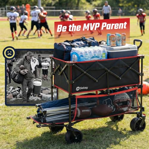 Sekey 400L Double-Decker Wagon, 500 lb Capacity, 50 in Extender - color: Red