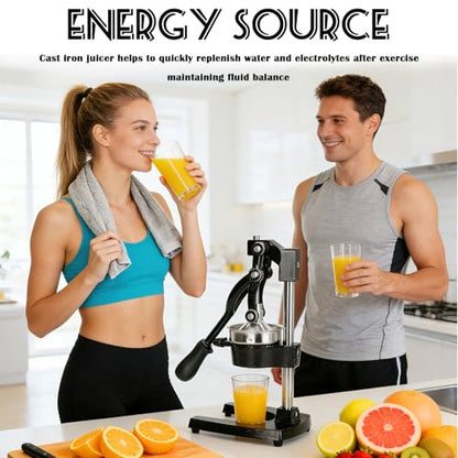 Cast Iron Juicer Hand Press Heavy Duty, Orange Juicer - color: Black