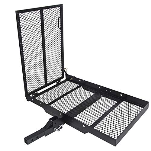 ECOTRIC 46.2 X 26.8 X 38.7 Inch Hitch Cargo Carrier W/Ramp Foldable 500 Lbs