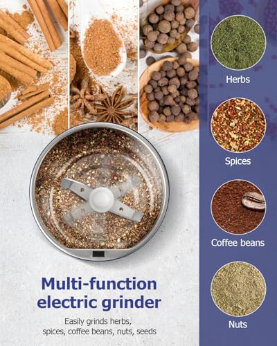 Hermolante Herb Spice Grinder, One-key Start, 80g Capacity