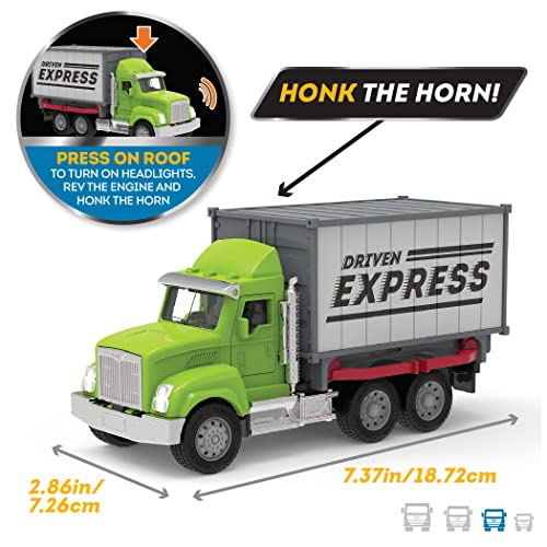 Driven by Battat Container Truck Toy with Lights and Sounds, Trucks, Micro - style: Container Truck