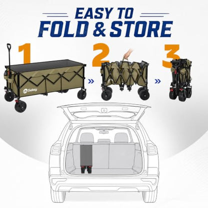 Sekey 300L Extended Collapsible Wagon, 660 lb Capacity, 48 in Long - color: Khaki