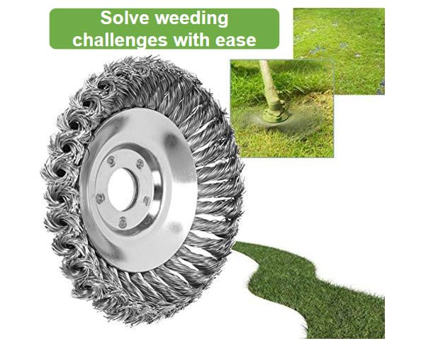 8 Inch Unbreakable Wired Trimmer Blade, Wire Cutter Trimmer Head, Wire Rotary Brush Weed Eater Head for Weeding, Moss & Rust Removal with Universal Adapter Kit