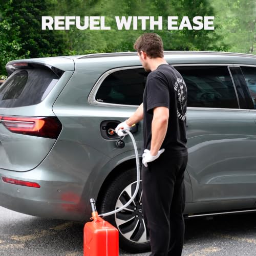 Battery Fuel Transfer Pump, 47-Inch Hose Adjustable-flow nozzle
