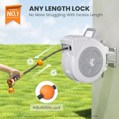 Giraffe Tools Garden Retractable Hose Reel 1/2" x 65FT,Wall Mounted