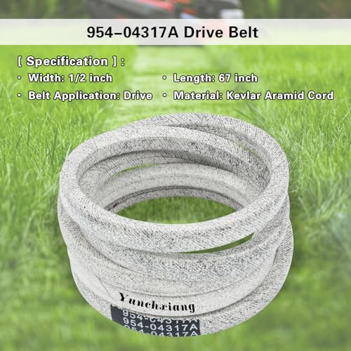 954-04317A Drive Belt Kevlar for Cub Cadet, Troy-Bilt, MTD, Craftsman Zero Trun Mowers, Replace 754-04317, 754-04317A, 954-04317, 754-0498, 954-0498, Ariens 07211500 - Aramid Cord, 1/2'' x 67'' - size: 1/2" x 67"