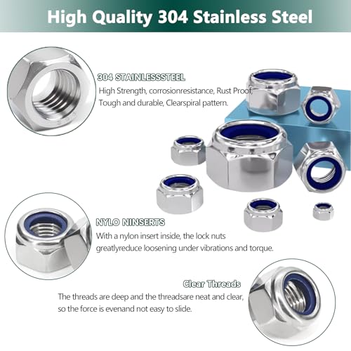 Metric Lock Nut Assortment Kit, 530PCS Nylon Insert Lock Nuts Set - color: Metric 530PCS