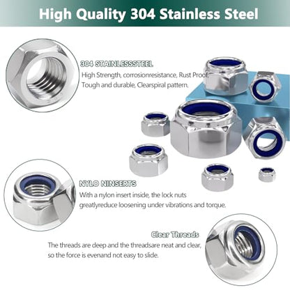 Metric Lock Nut Assortment Kit, 530PCS Nylon Insert Lock Nuts Set - color: Metric 530PCS