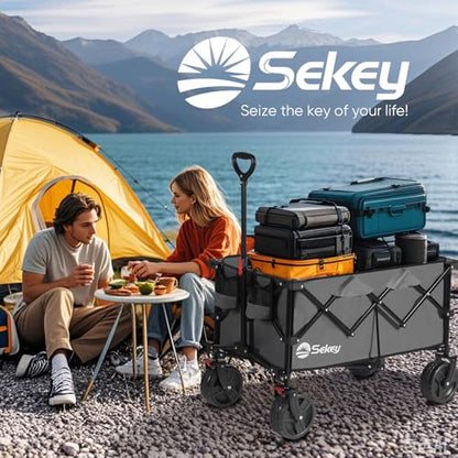 Sekey 220L Beach Wagon, 330 lb Capacity, Foldable, 8 in Wide Wheels - color: Gray