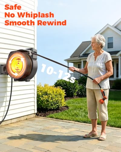 5/8 in 115 ft Retractable Garden Hose Reel with 9-Pattern Sprayer Nozzle - size: 5/8 inch 115 FT Black