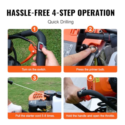 VEVOR Post Hole Digger Gas Powered 63CC 2400W Earth Auger Fence Digger - style: 63CC+8"