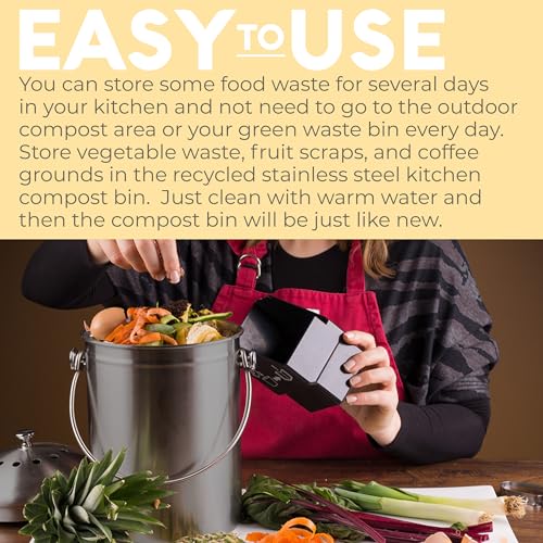 Epica Kitchen Compost Bin for Kicthen Countertops, 1.3 Galllon - Grey - color: Gray