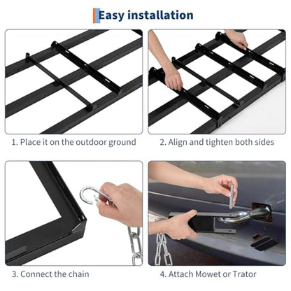 4 FT Drag Harrow, Heavy Duty Tow Behind Harrow with Adjustable Bars & 48" Chain, Driveway Grader and Landscape Rake for ATV, UTV, Tractor and Lawn Leveling, Black - color: Black