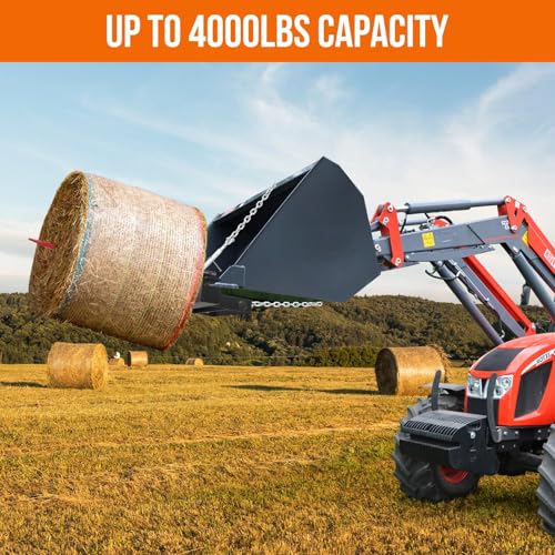 GarveeLife 39 in +2 * 17.5 in Hay Spear, Bale Spear 4000 LBS Capacity Universal HD Front Skid Steer Tractor Loader Bucket Attachment Quick Attach for Bobcat Tractors - size: 39"+2 * 17.5"