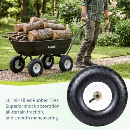 Garvee Garden Dump Cart, 600lb Heavy Duty Poly Wagon with Pneumatic Tires - size: 600LBS