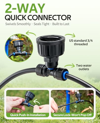 HIRALIY 50FT Drip Irrigation Kit with Timer for Raised Beds - size: 50FT