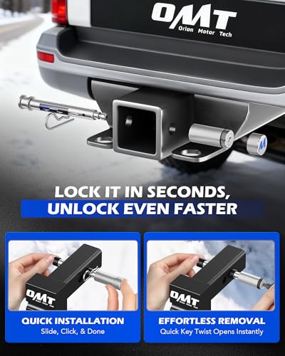 OMT Locking Hitch Pin Set with 5/8" Pin for 2 " Receiver, Keyed Alike - color: Silver, size: 2 in - 1 Pack