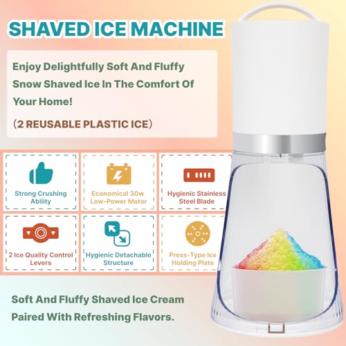 Shaved Ice Machine，Electric Crusher, Home Snow Cone Machine，2 Ice Molds