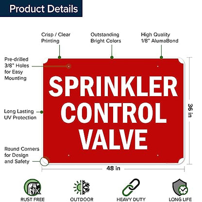 Sprinkler Control Valve Sign, 36x48 Inches, Rust Free DiBound, Fade - size: 36x48 - DiBound