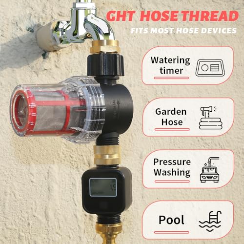 GIEX 200 Mesh Garden Hose Filter with Quick Connect, 3/4" GHT Thread Sediment Trap for Irrigation, Drip System, Misting, Greenhouse & Pressure Washer - size: 200 Mesh