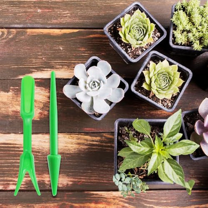 Antrader Mini Garden Hand Succulent Transplanting Tools,Set of 6,Green