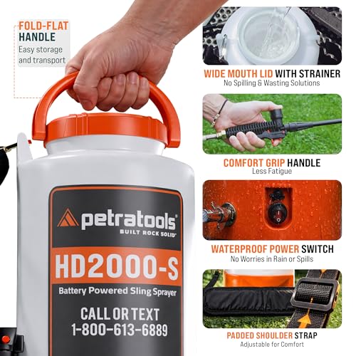 PetraTools HD2000-S 2 Gallon Battery Powered Garden Sprayer, 2 Hour Runtime - size: 2 Gallon Standard
