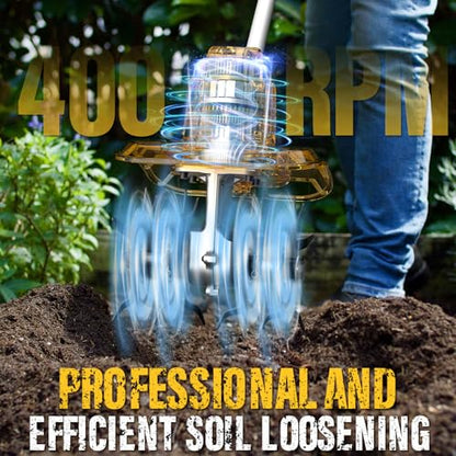 ZEGJAW 20V Cordless Electric Tiller Cultivator, 9-Inch Tilling Width, 6.6-Inch Depth Rototiller for Soil Cultivation, Lawn, Gardening, Lightweight Tiller Includes 2x3.0Ah Battery and Charger