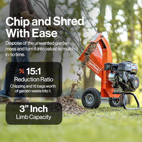 SuperHandy Mini Wood Chipper Shredder Mulcher Heavy Duty 7HP Compact Design 3" Inch Max Capacity