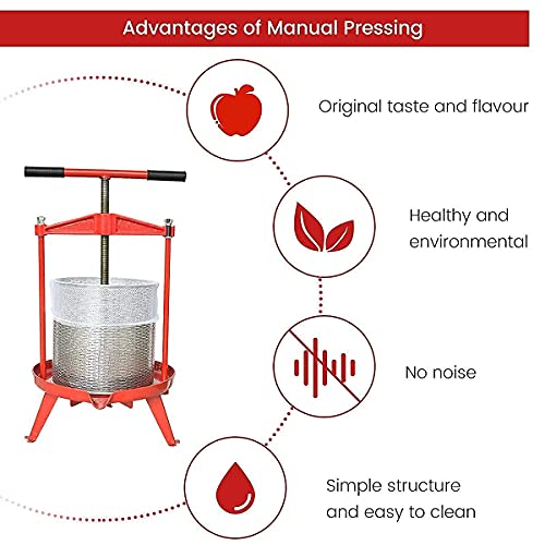 Fruit Wine Press and Crusher,100% Nature Apple&Grape&Berries Crusher Manual Juice Maker for Kitchen