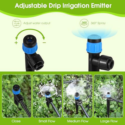 60Pcs Drip Irrigation Emitters – 360° Adjustable Flow for 1/4" Tubing - color: Blue