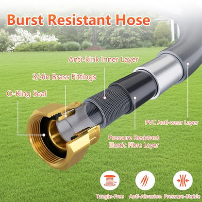 Retractable Garden Hose Reel, 5/8 in x 50 ft Heavy Duty Wall Mount Water Hose Reel with Reinforced Bracket & 9-Pattern Metal Nozzle, Any Length Lock, Slow Retraction and 180 Swivel - size: 5/8" 50FT