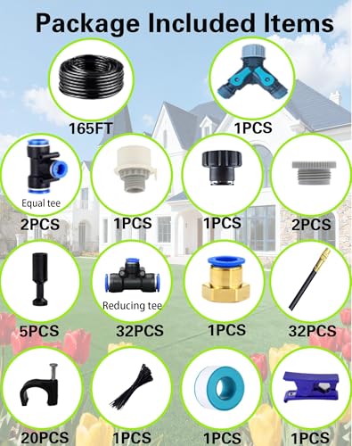360° Adjustable Drip Irrigation System – Garden Watering Sprinkler System - size: 165 FT