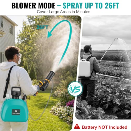 3-in-1 Battery Powered Sprayer Blower Compatible for Dewalt 20V Battery - color: Yellow