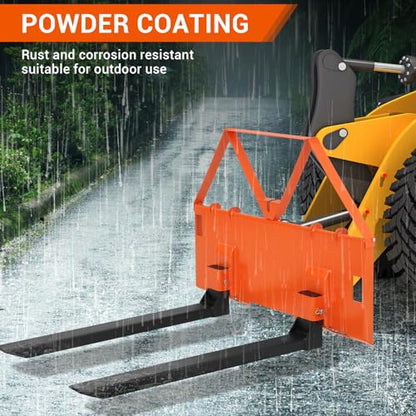 46" Heavy Duty Tractor Pallet Fork Attachment, 3,200 Lb Capacity Quick Attach Forks with 2" Receiver Hitch, Steel Loader Forks for Skid Steer and Tractor, Farm Warehouse Material Handling