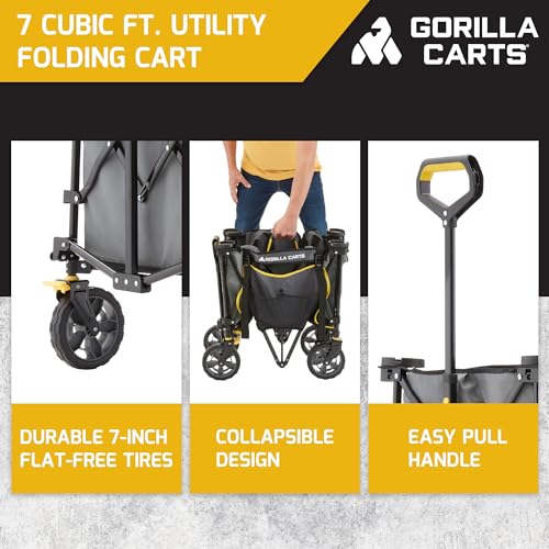 Gorilla Carts Collapsible Folding Outdoor Utility Wagon, 7 Cu Ft, Gray - color: Gray