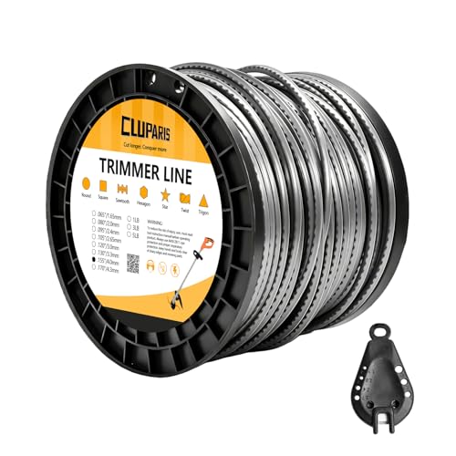 Cluparis .155" Sawtooth Trimmer Line (3 lb, 262 ft) – Commercial Heavy Duty Nylon Weed Eater String for Brush Cutters – Universal Fit with Included Line Cutter, Grey - size: 0.155 In - 262 Ft.