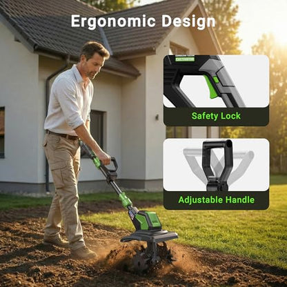 20V Cordless Electric Tiller for Gardening and Soil Preparation
