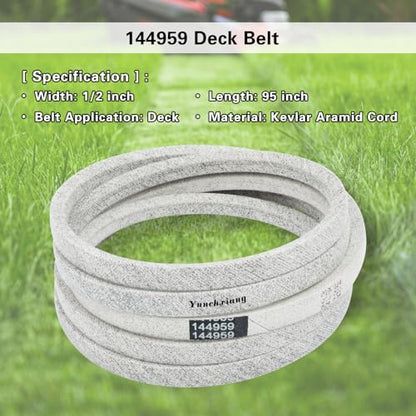 532144959 Deck Belt Kevlar for 144959 Craftsman Deck Belt, Craftsman 42 inch Riding Mower LT1000, LT2000, YT3000, DYT4000, Replaces 130801, 160855, 138255, 532138255 - Aramid Cord, 1/2'' x 95'' - size: 1/2" x 95"