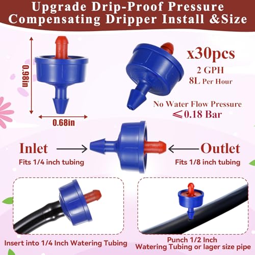 30Pcs 2 GPH Drippers Pressure Compensating Drip Emitters - color: 30 PCS 2GPH