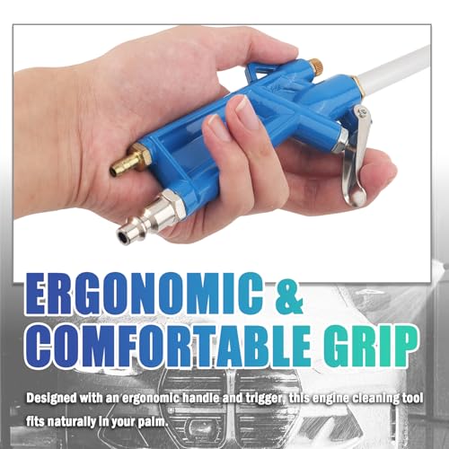 Elbow Air Cleaning Gun for Car Detailing with 3.93Ft Hose,Pneumatic High Pressure Air Spray Gun for Narrow Spaces Detail Cleaning,Siphon Spray Car Engine Cleanings Guns