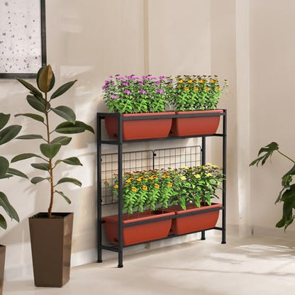 CADUKE Raised Garden Bed, Garden Raised Planter Box with Legs, 32" Elevated Vegetable Garden Beds with Drainage Holes & Trellis, Herb Garden Planter Outdoor for Vegetables, Balcony, Red - color: Red