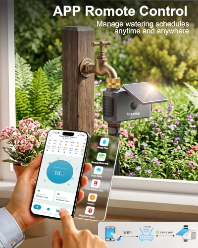 Solar WiFi Water Timer, 1 Zone WiFi Hose Timer for Garden Faucet