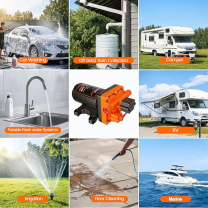 Rv Water Pump 12V 6.0 GPM 70PSI,Quiet Fresh Water Pump for RV Camper