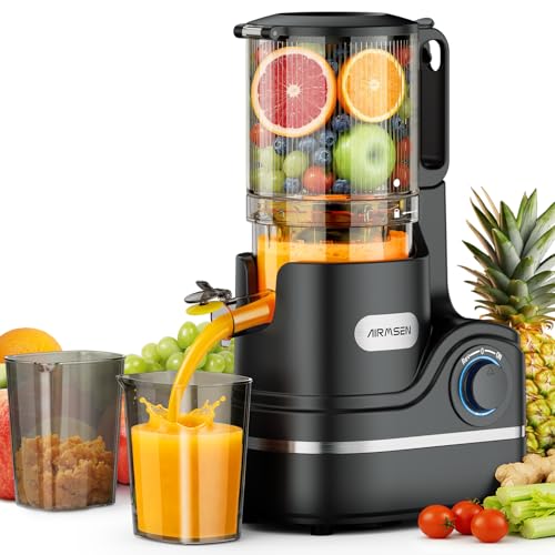 AIRMSEN Juicer Machines, 5.8" Large Feed Chute Cold Press Juicer, 300W