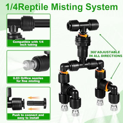 86 Pack 1/4 Reptile Mister Nozzles Kit, Reptile Misting System - size: 84 Pack Mister Nozzles Kit