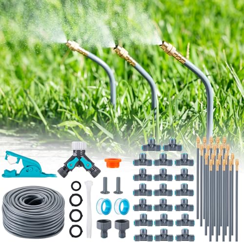 98FT Drip Irrigation System 1/4", 360° Adjustable Misting Kit for Outdoor - size: 98FT