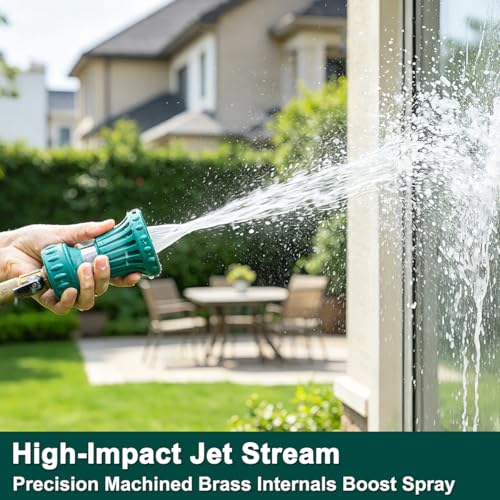 FANHAO Fireman Style Hose Sprayer Nozzle, High Pressure Adjustable Sprayer - color: Green