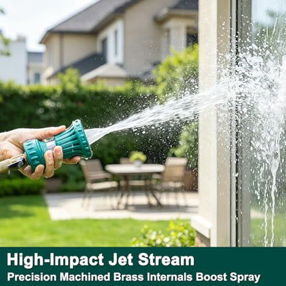 FANHAO Fireman Style Hose Sprayer Nozzle, High Pressure Adjustable Sprayer - color: Green